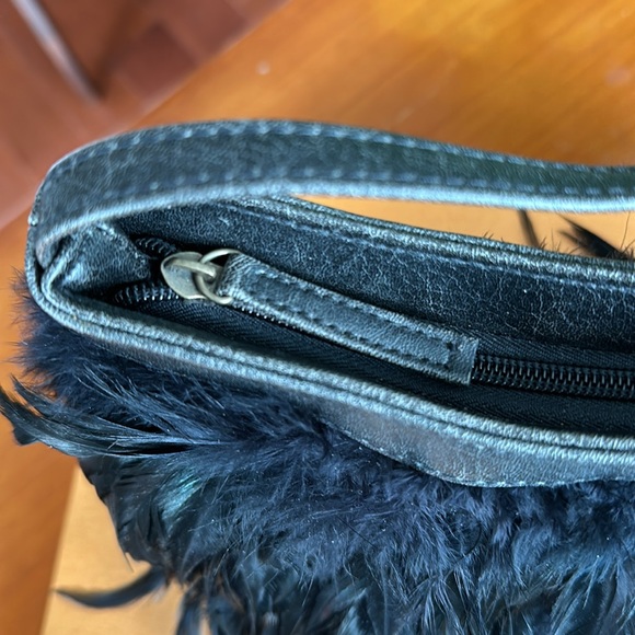 Black Crow Bird Feather Evening Gothic Shoulder Handbag - Picture 7 of 10